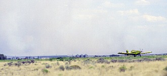 Airplane about to take off to spray.