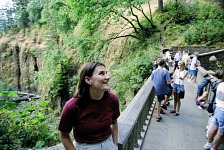 Carol at Multnomah Falls.